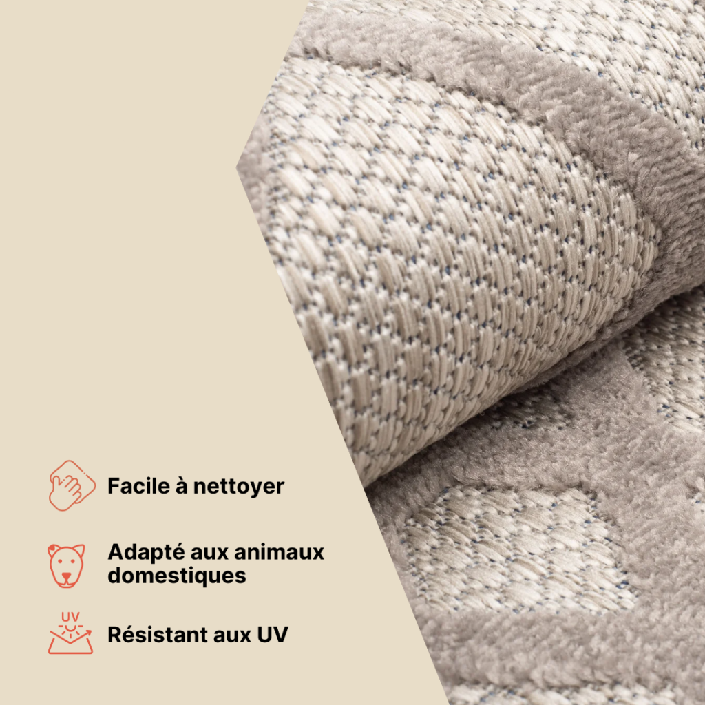 Tapis Extérieur Patio Crème Marron