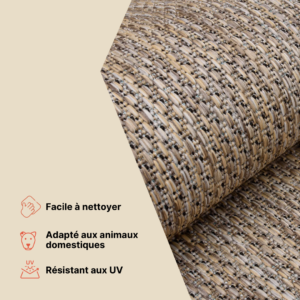 Tapis Melissa Rond Gris Noir Mosaïque Intérieur Extérieur