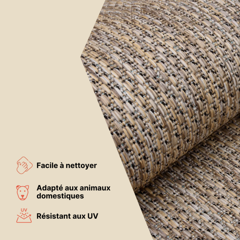 Tapis Melissa Marron Gris Rectangles Intérieur Extérieur