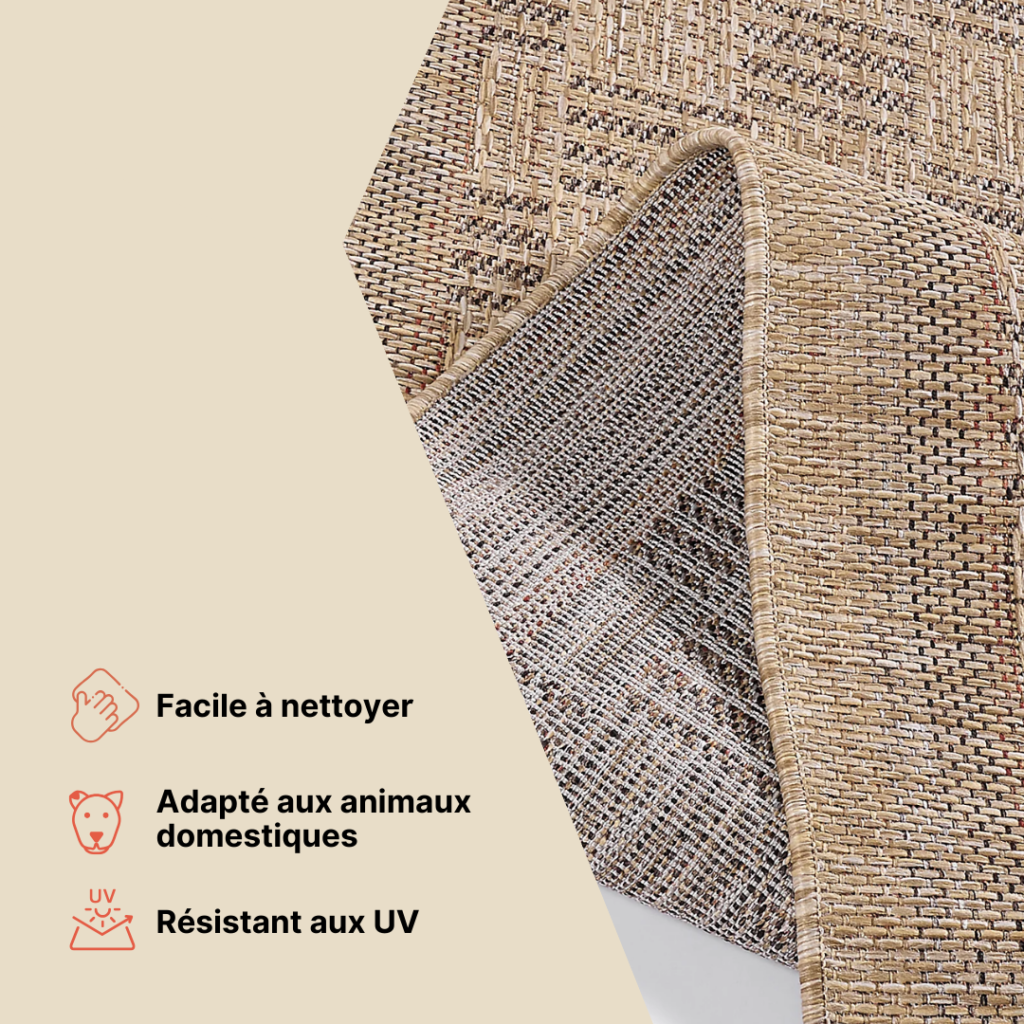 Tapis d'extérieur Yucana Beige Marron Carreaux