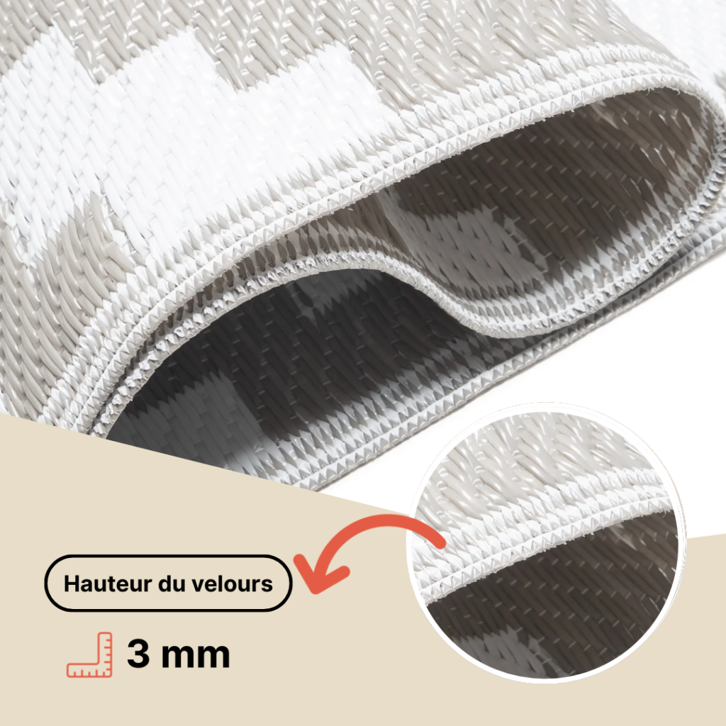 Tapis Ibiza Extérieur Réversible Imperméable Noir Blanc