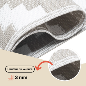 Tapis Ibiza Extérieur Réversible Imperméable Noir Blanc