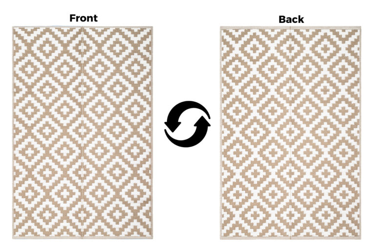 Tapis Ibiza Extérieur Réversible Imperméable Beige Blanc