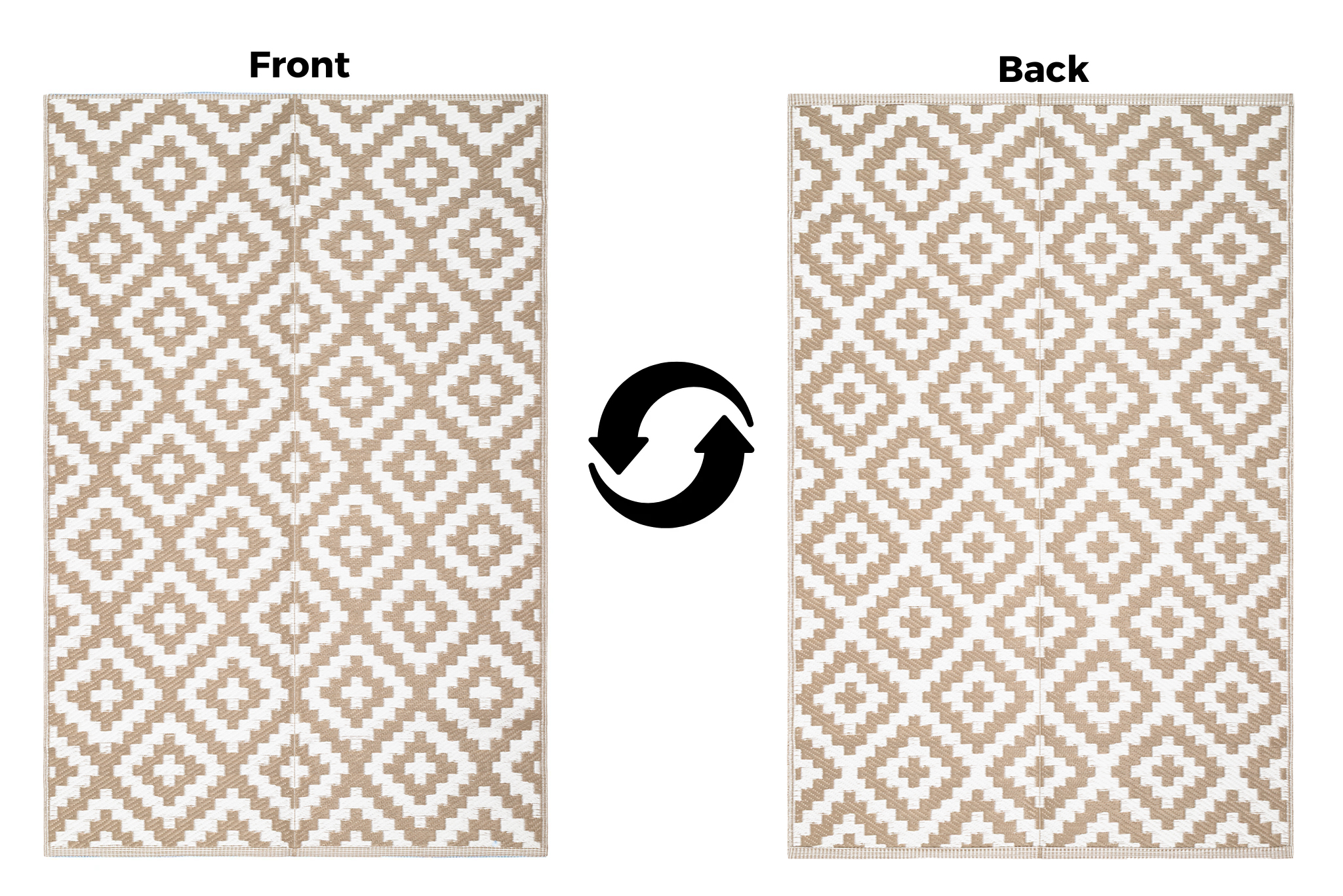 Tapis Ibiza Extérieur Réversible Imperméable Beige Blanc