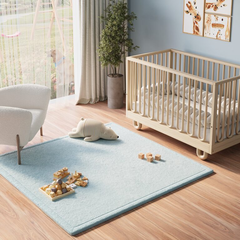Tapis Enfant Fluffin Carré Bleu