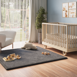 Tapis Enfant Fluffin Carré Gris Foncé