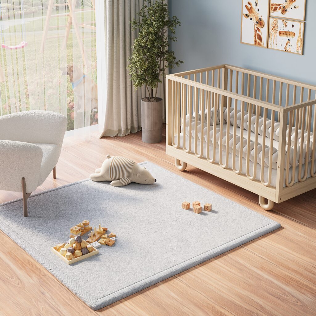 Tapis Enfant Fluffin Carré Gris Clair