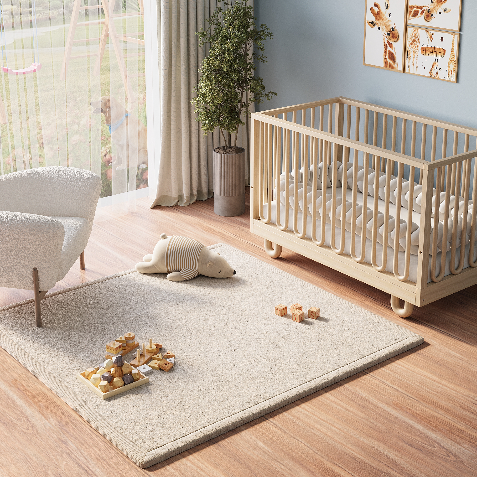 Tapis Enfant Fluffin Carré Beige