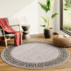 Tapis Melissa Rond Gris Noir ZigZag Intérieur Extérieur