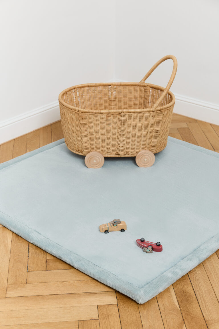 Tapis Enfant Fluffin Carré Bleu
