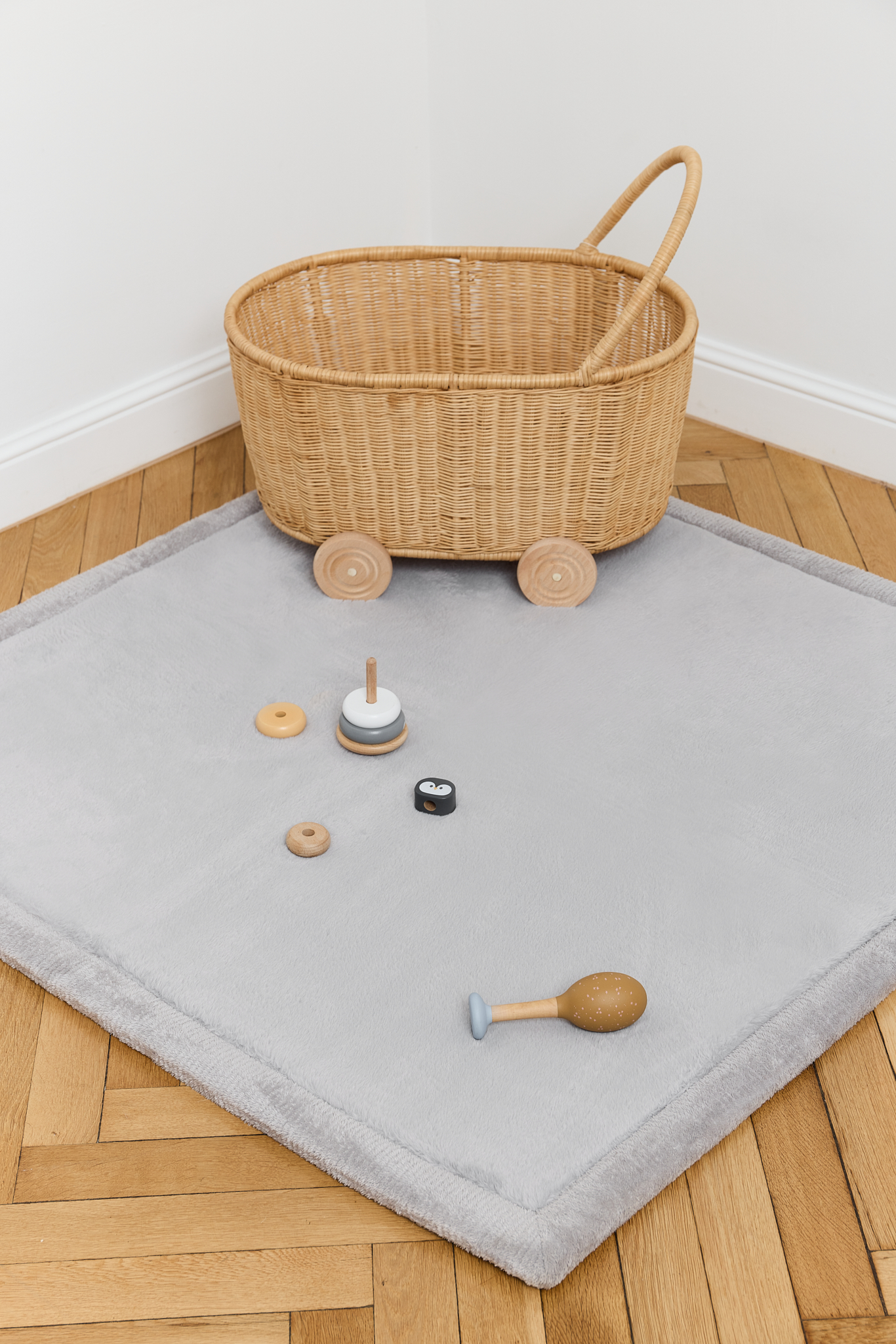 Tapis Enfant Fluffin Carré Gris Clair