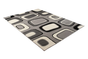 DREAM Tapis Moderne Géométrique Pierres Gris Clair Blanc Noir Fin