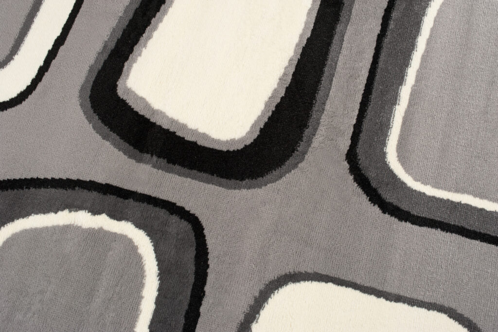 DREAM Tapis Moderne Géométrique Pierres Gris Clair Blanc Noir Fin