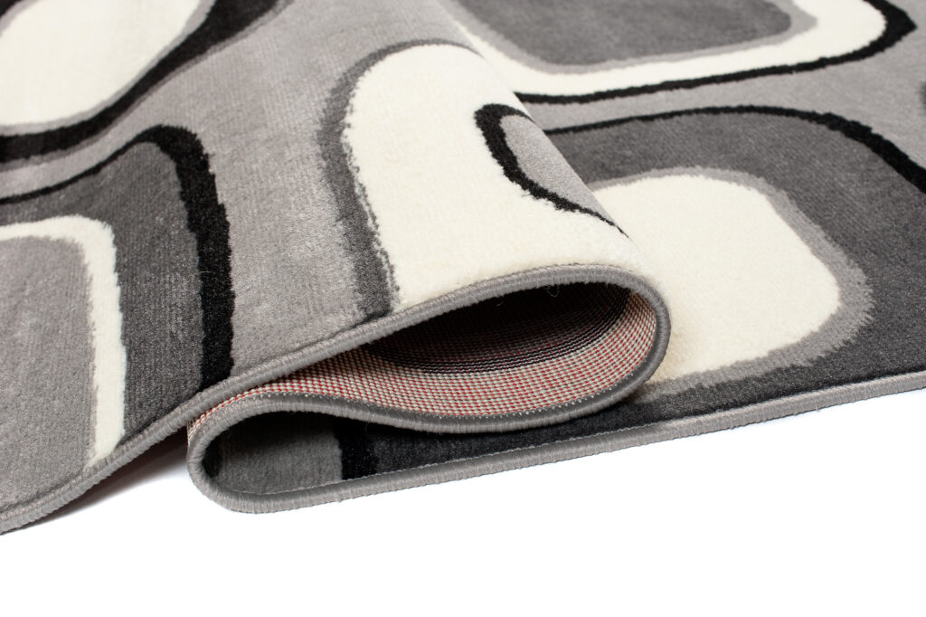 DREAM Tapis Moderne Géométrique Pierres Gris Clair Blanc Noir Fin