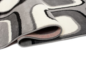 DREAM Tapis Moderne Géométrique Pierres Gris Clair Blanc Noir Fin