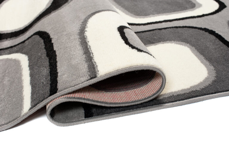 DREAM Tapis Moderne Géométrique Pierres Gris Clair Blanc Noir Fin