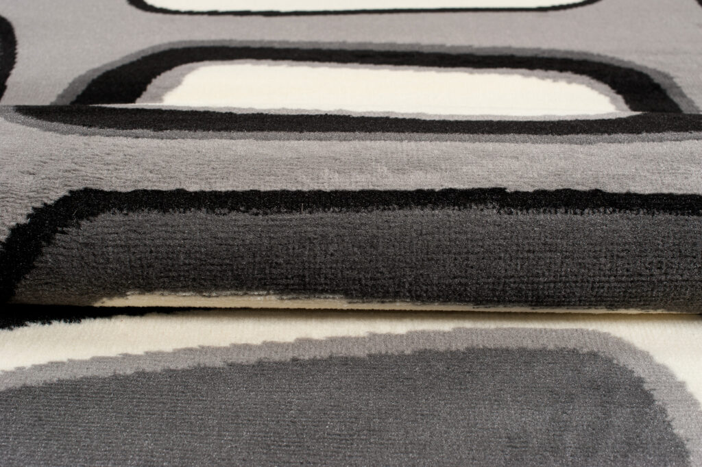 DREAM Tapis Moderne Géométrique Pierres Gris Clair Blanc Noir Fin