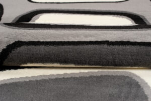 DREAM Tapis Moderne Géométrique Pierres Gris Clair Blanc Noir Fin