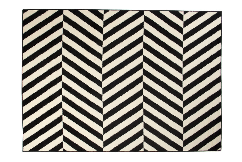 DREAM Tapis Moderne Optique Rayures Noir Blanc Fin