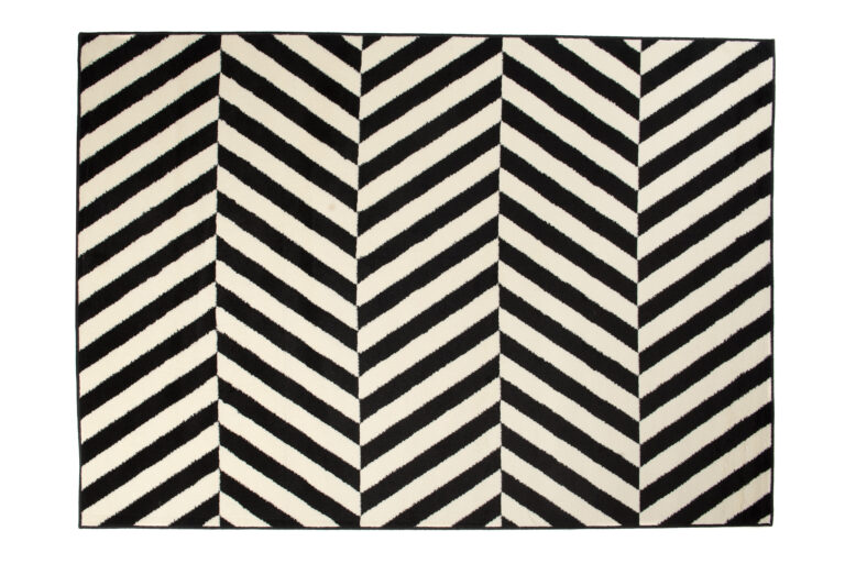 DREAM Tapis Moderne Optique Rayures Noir Blanc Fin