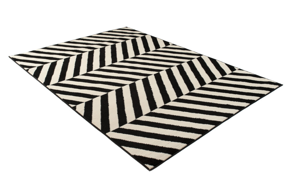 DREAM Tapis Moderne Optique Rayures Noir Blanc Fin