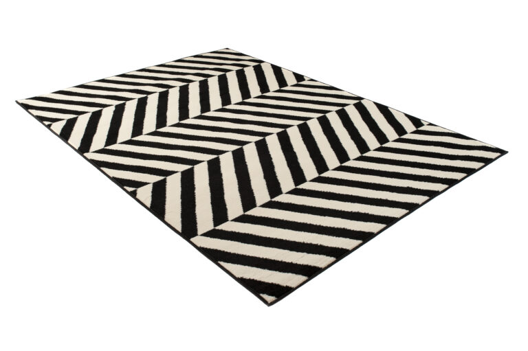 DREAM Tapis Moderne Optique Rayures Noir Blanc Fin