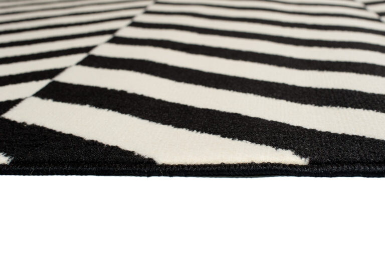 DREAM Tapis Moderne Optique Rayures Noir Blanc Fin