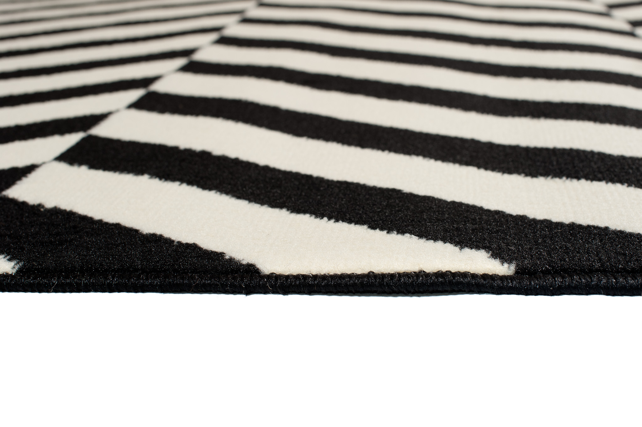 DREAM Tapis Moderne Optique Rayures Noir Blanc Fin