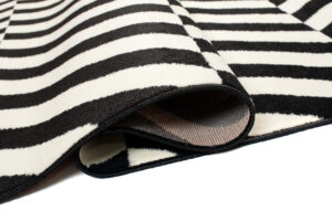 DREAM Tapis Moderne Optique Rayures Noir Blanc Fin