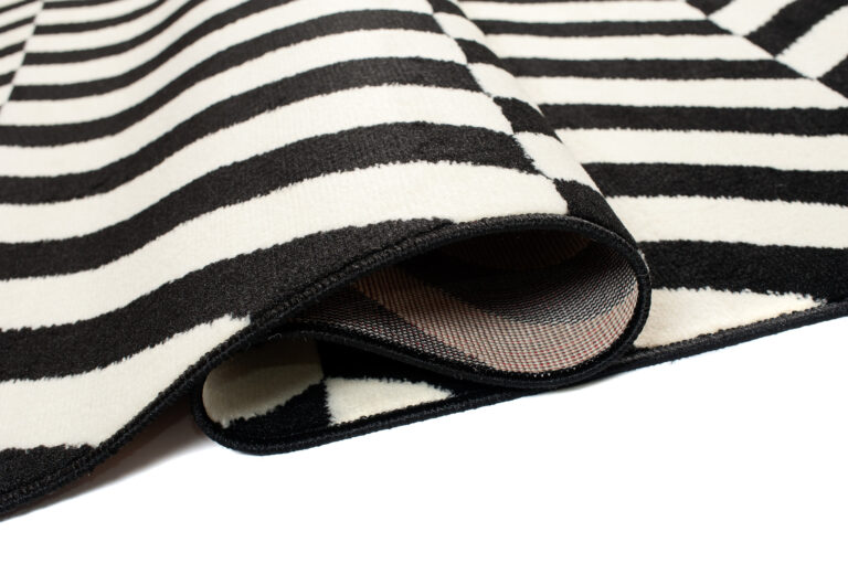 DREAM Tapis Moderne Optique Rayures Noir Blanc Fin