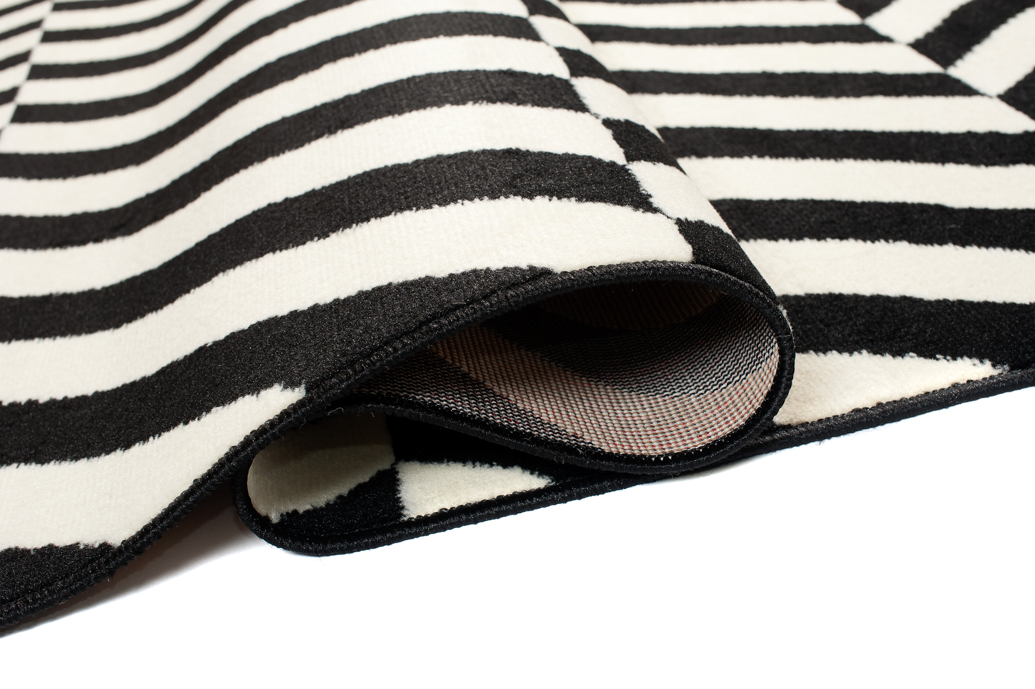 DREAM Tapis Moderne Optique Rayures Noir Blanc Fin