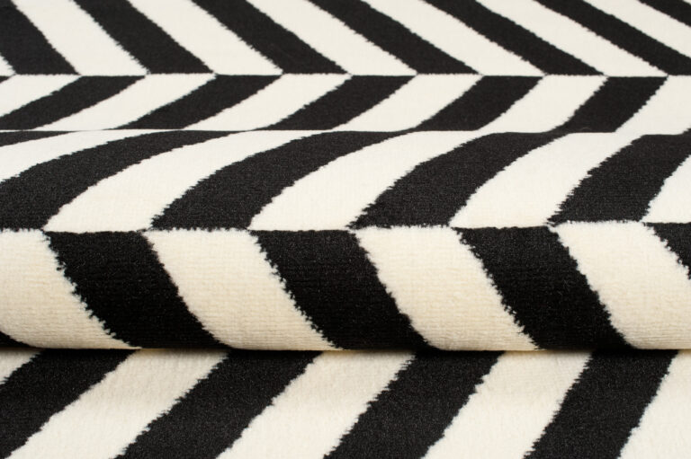 DREAM Tapis Moderne Optique Rayures Noir Blanc Fin