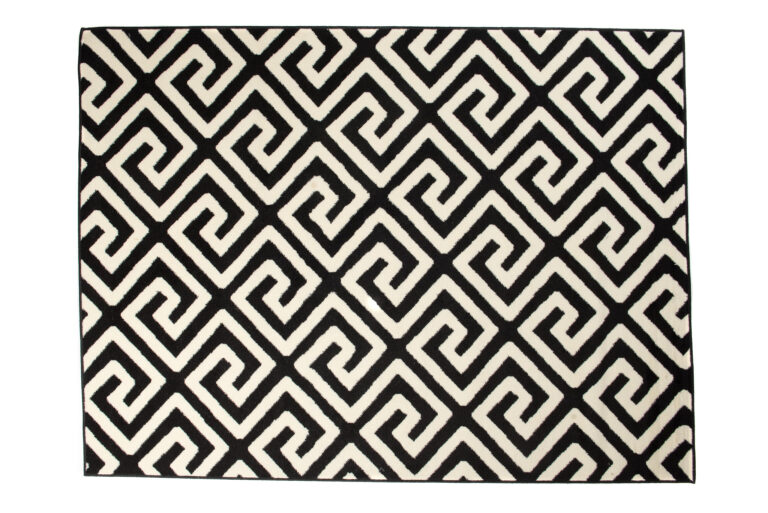 DREAM Tapis Moderne Optique Géométrique Noir Blanc Fin