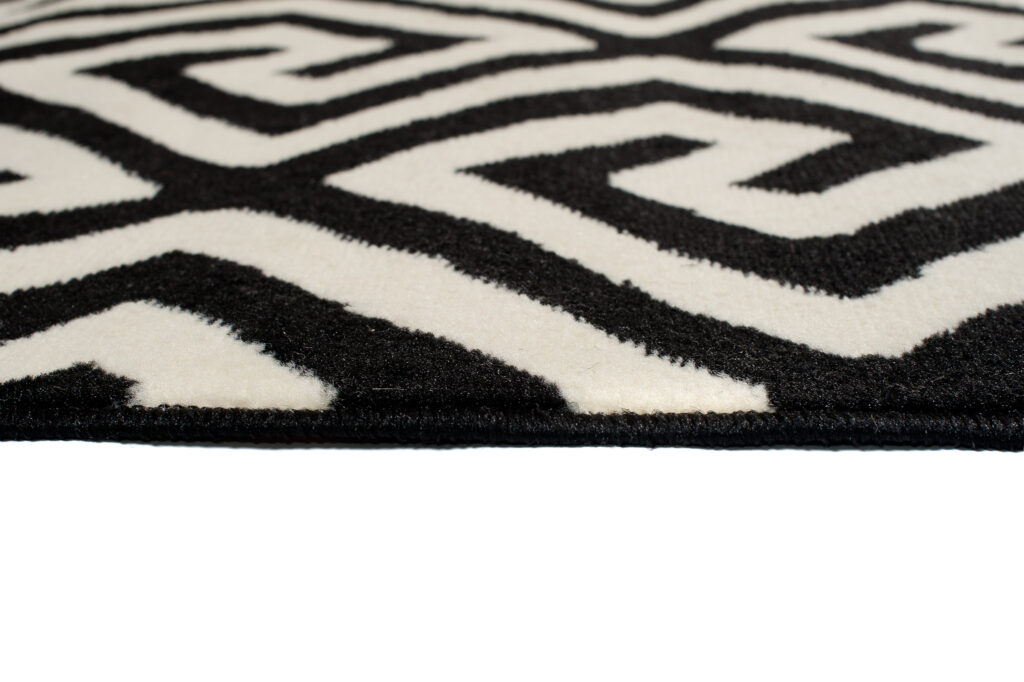 DREAM Tapis Moderne Optique Géométrique Noir Blanc Fin
