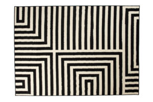 DREAM Tapis Moderne Optique Rayures Géométrique Noir Blanc Fin
