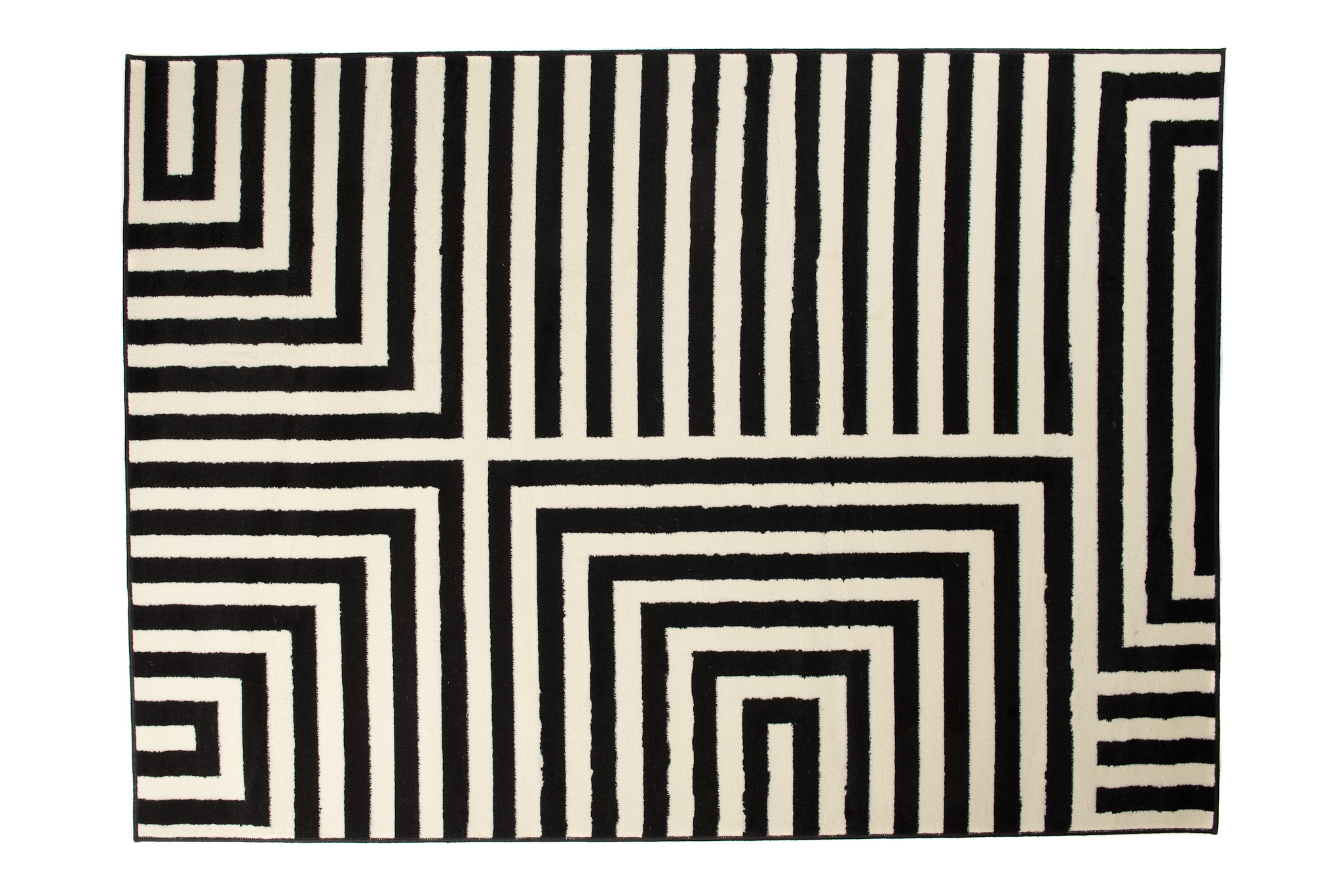 DREAM Tapis Moderne Optique Rayures Géométrique Noir Blanc Fin