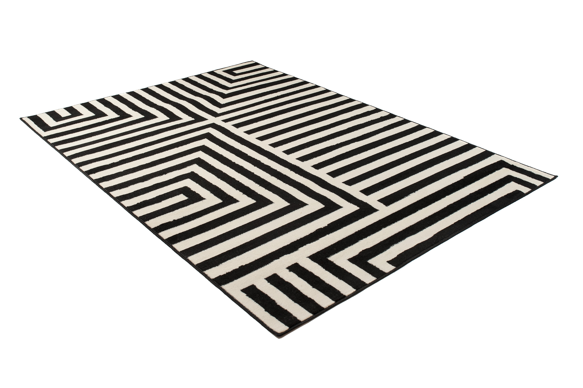 DREAM Tapis Moderne Optique Rayures Géométrique Noir Blanc Fin
