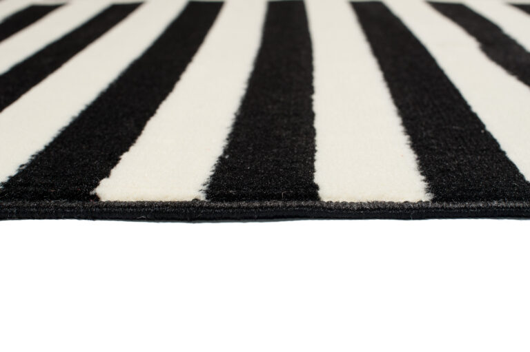 DREAM Tapis Moderne Optique Rayures Géométrique Noir Blanc Fin