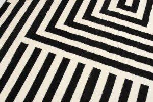DREAM Tapis Moderne Optique Rayures Géométrique Noir Blanc Fin