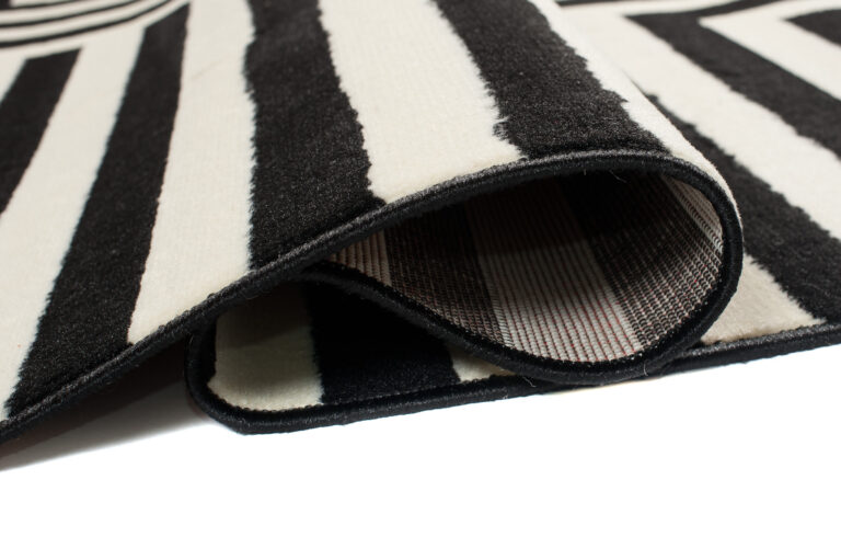 DREAM Tapis Moderne Optique Rayures Géométrique Noir Blanc Fin