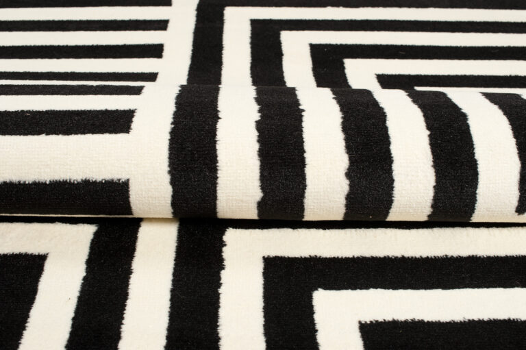 DREAM Tapis Moderne Optique Rayures Géométrique Noir Blanc Fin