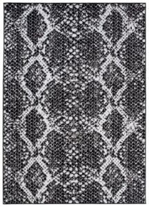 DREAM Tapis Moderne Serpent Moucheté Noir Blanc Fin