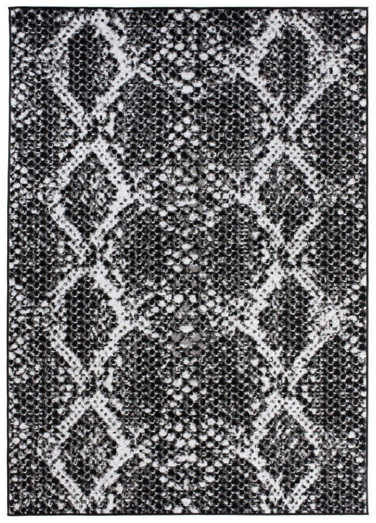 DREAM Tapis Moderne Serpent Moucheté Noir Blanc Fin