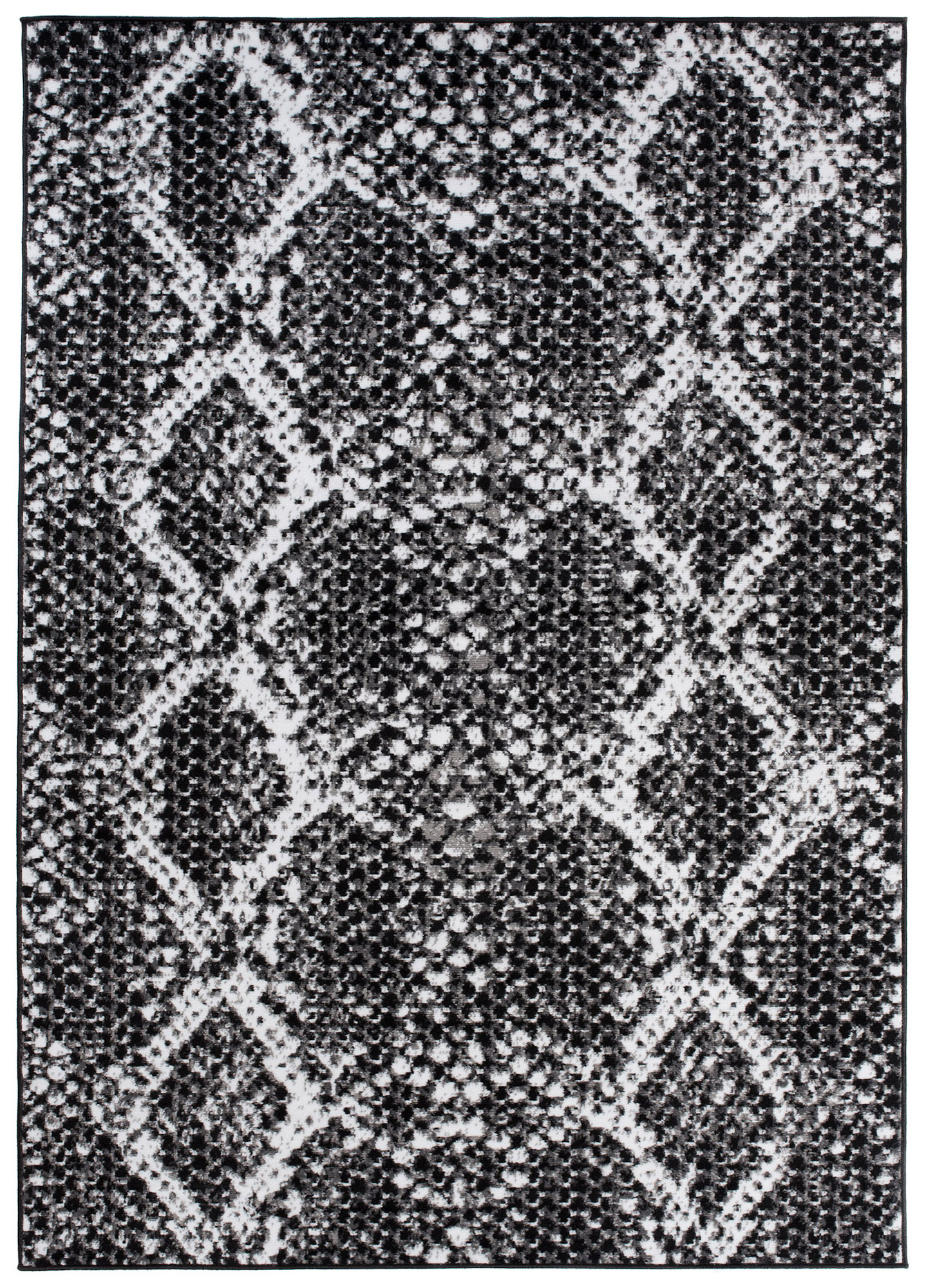 DREAM Tapis Moderne Serpent Moucheté Noir Blanc Fin