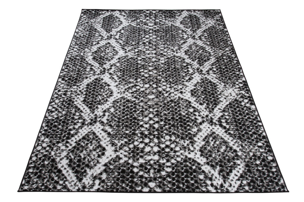 DREAM Tapis Moderne Serpent Moucheté Noir Blanc Fin