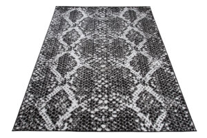 DREAM Tapis Moderne Serpent Moucheté Noir Blanc Fin