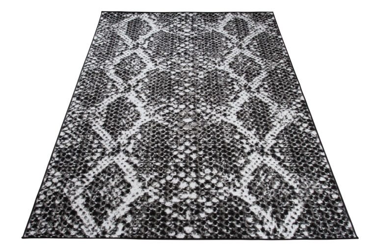 DREAM Tapis Moderne Serpent Moucheté Noir Blanc Fin