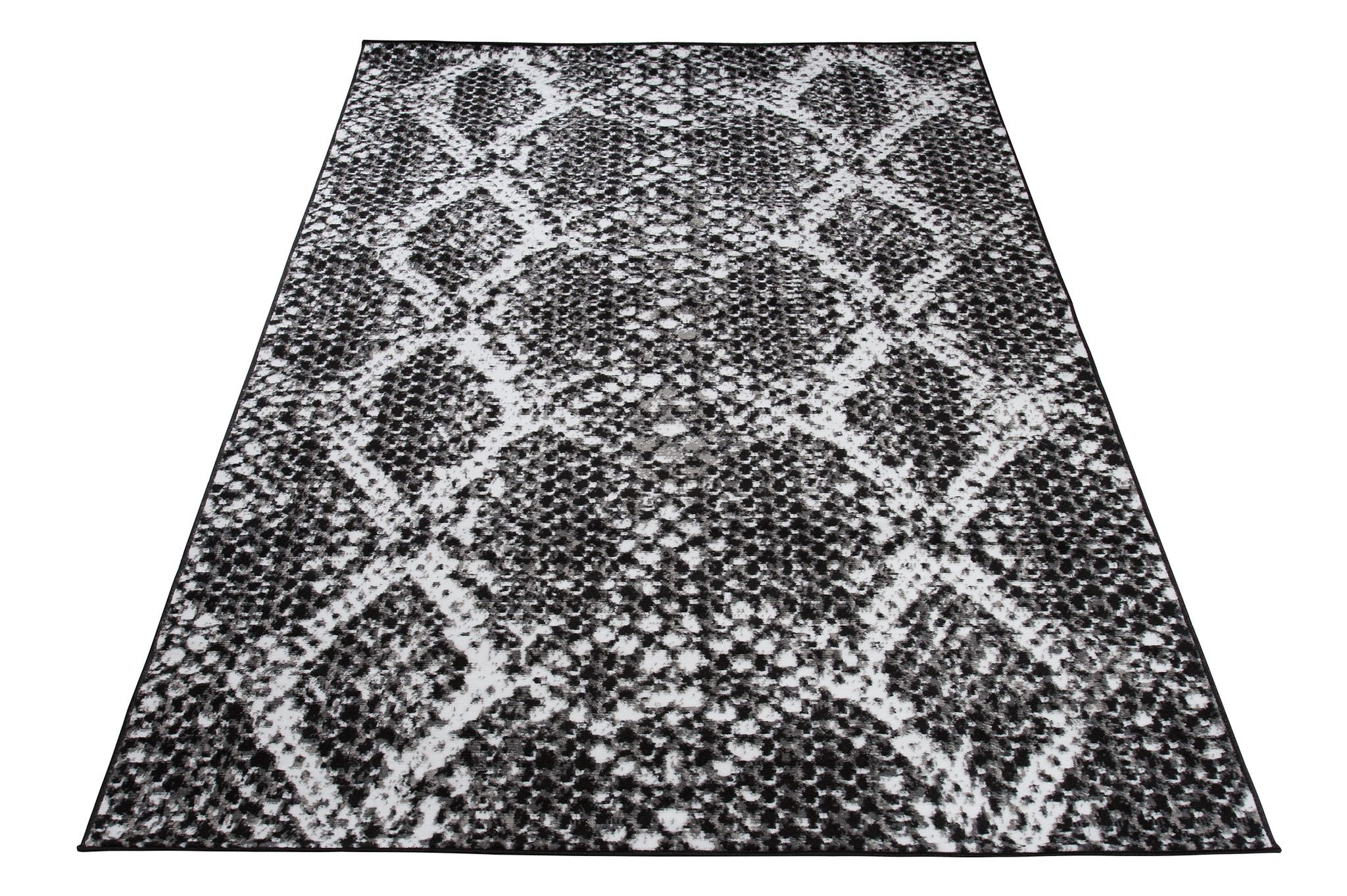 DREAM Tapis Moderne Serpent Moucheté Noir Blanc Fin