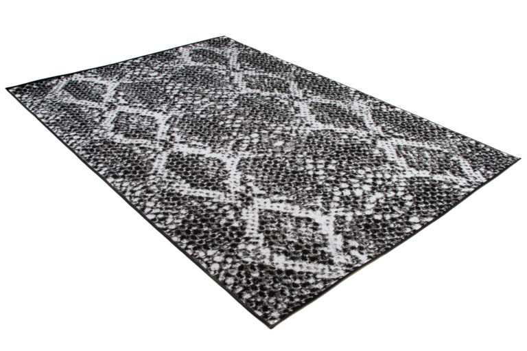DREAM Tapis Moderne Serpent Moucheté Noir Blanc Fin