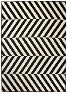 DREAM Tapis Moderne Optique Rayures Noir Blanc Fin